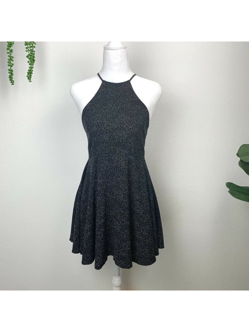 ✨3/$30 Cooperative S Black White Polka Dot High Neck Skater Dress